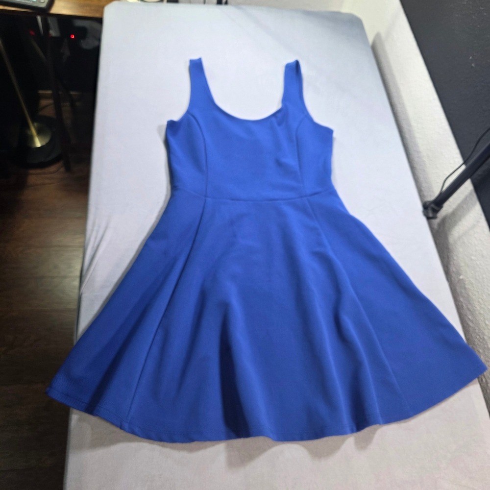 H&M Divided Royal Blue Ribbed Skater Mini Dress Womens 6 Scoop Neck Sleeveless
